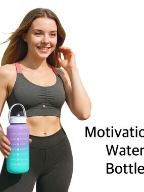 Purple & Green Ombré Motivational Water Bottle, New